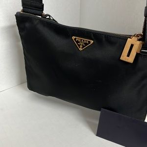 Prada crossbody pink color metal Never worn vintage display I’d  cards unisexNEW